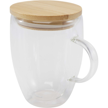 Logotrade firmakingi foto: Leona 350 ml klaastass bambusest kaanega