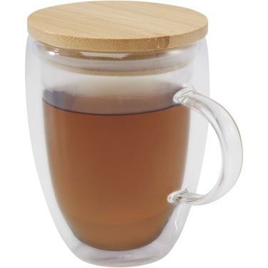 Logo trade ärikingituse pilt: Leona 350 ml klaastass bambusest kaanega