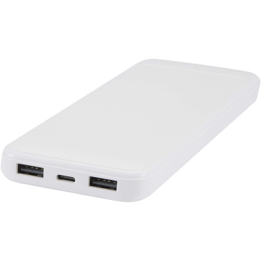 Logotrade firmakingituse foto: Adhil 10 000 mAh 10W taaskasutatud plastist akupank kahe sisseehitatud kaabliga