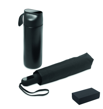 Logotrade meene foto: HITHERE kinkekomplekt termospudeli ja vihmavarjuga