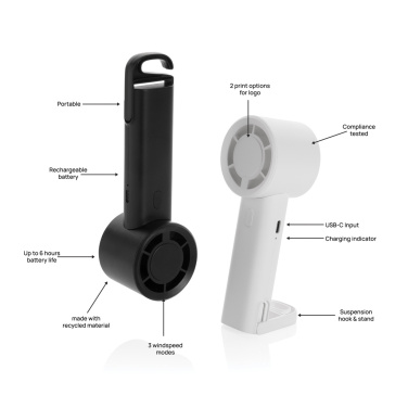 Logo trade meene pilt: Twist RCS taaskasutatud plastist laetav kaasaskantav ventilaator