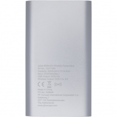Logo trade mainostuotet tuotekuva: Juice 4000 mAh:n langaton varavirtalähde 