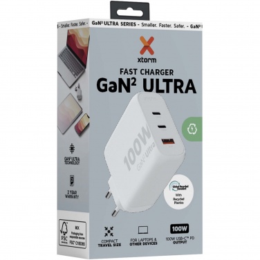 Logotrade liikelahja mainoslahja kuva: Xtorm XEC100 GaN²Ultra 100 W seinälaturi
