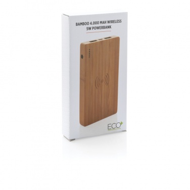 Logo trade liikelahjat tuotekuva: Bamboo 4000 mAh:n langaton 5W varavirtalähde