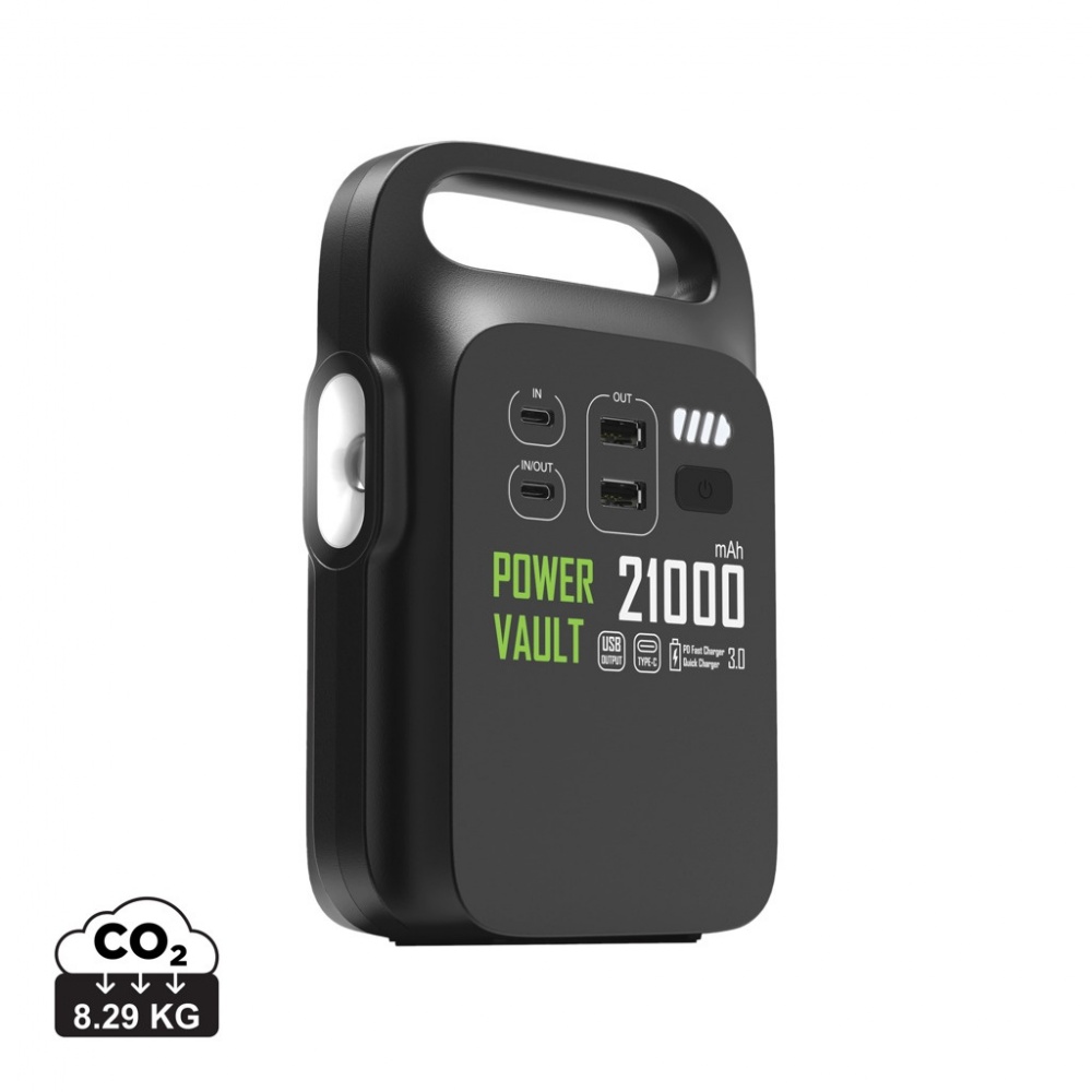 Logo trade mainoslahja ja liikelahja tuotekuva: Power Vault 21000 kannettava virta-asema RCS muovista