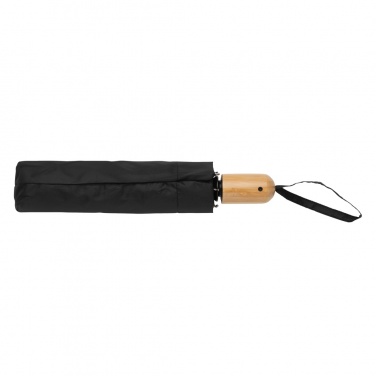 Logotrade mainoslahja tuotekuva: 21" Impact AWARE™ RPET 190T auto open/close bambusateenvarjo
