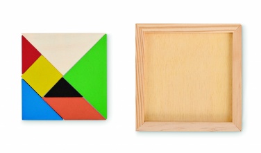 Logo trade mainoslahja kuva: Tangram-palapeli puusta
