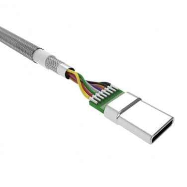 Logo trade liikelahja kuva: Nailoninen tiedonsiirtokaapeli LK30 Type - C Quick Charge 3.0