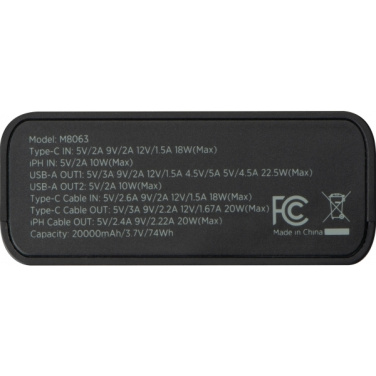Logo trade liikelahja kuva: Virtapankki 20 000 mAh MARABELLA MoLu