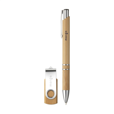 Logo trade liikelahja mainoslahja tuotekuva: Bamboo Connect -lahjasetti 8 Gt
