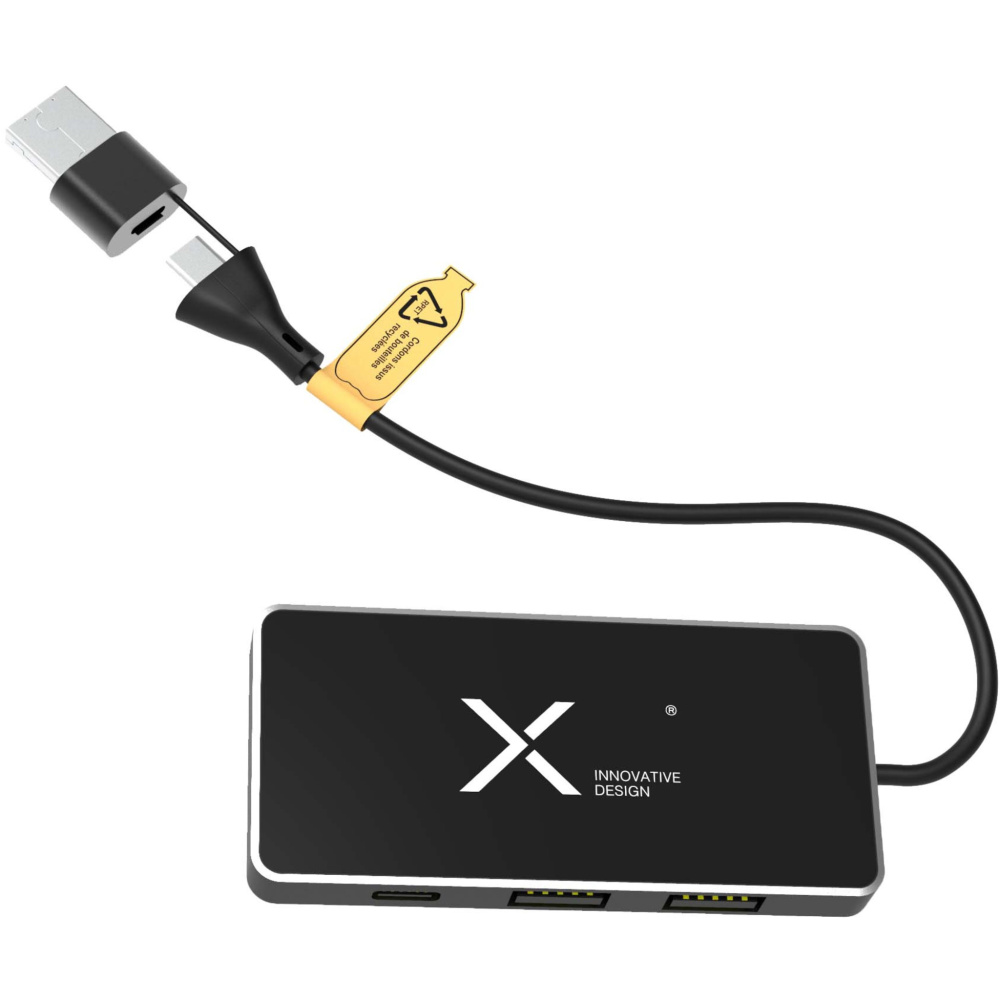 Logo trade mainostuote kuva: SCX.design H20 8-in-1-USB-hubi kahdella tulolla ja 6 portilla