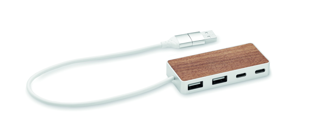 Logo trade mainoslahja kuva: USB-keskitin 4 porttia 27,5 cm