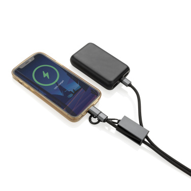 Logo trade mainoslahja kuva: Terra RCS rPET -puhelinjohto, jossa on kaksoislatauskaapeli