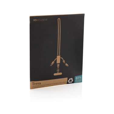 Logo trade mainoslahjat tuotekuva: Terra RCS rPET -puhelinjohto, jossa on kaksoislatauskaapeli