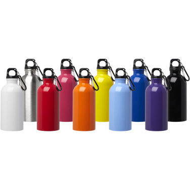 Logo trade mainoslahja ja liikelahja tuotekuva: Oregon 400 ml:n RCS-sertifioitu, yksiseinämäinen, ruostumattomasta teräksestä valmistettu vesipullo jousihaalla