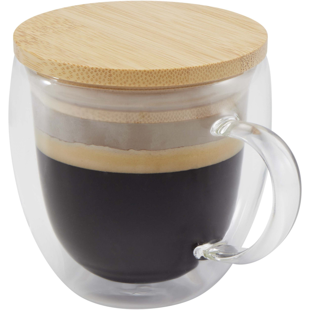 Logo trade mainostuotet tuotekuva: Lenora 250 ml:n lasikuppi bambukannella