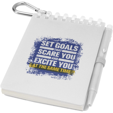 Logotrade liikelahjat mainoslahjat tuotekuva: Lig Mini kierrätetystä muovista valmistettu pehmeäkantinen muistikirja ja kuulakärkikynäsetti (musta muste)