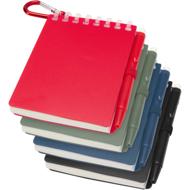 Logotrade mainoslahjat kuva: Lig Mini kierrätetystä muovista valmistettu pehmeäkantinen muistikirja ja kuulakärkikynäsetti (musta muste)