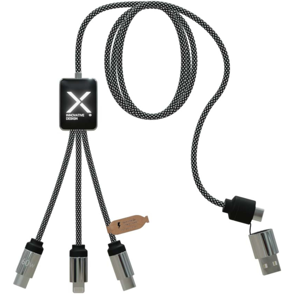 Logotrade liikelahja mainoslahja kuva: SCX.design C33 60 W:n Type-C-latauskaapeli, jossa on kaksi valaistua logoa