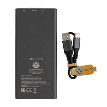 Logotrade reklaminiai produktai nuotrauka: Terra RCS perdirbtas 18 W aliuminio maitinimo blokas 10 000 mAh
