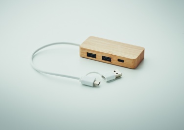 Logotrade verslo dovanos nuotrauka: Bambuko USB 3 prievadų šakotuvas