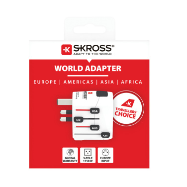 Logotrade reklaminės dovanos nuotrauka: SKROSS Pro 3 polių pasaulio kelionių adapteris
