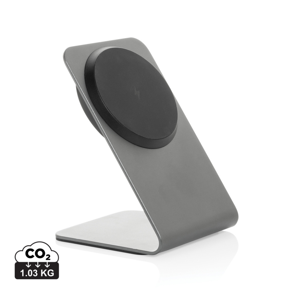 Logotrade verslo dovanos nuotrauka: Terra aliuminio 15 W magnetinis belaidis telefono įkrovimo stovas