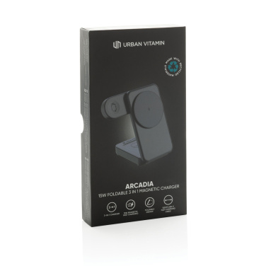 Logotrade dovana nuotrauka: Urban Vitamin Arcadia RCS plastikinis 15W 3in1 magnetinis įkroviklis
