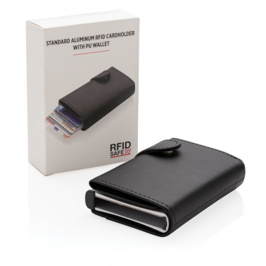 Logotrade dāvanas foto: Standarta alumīnija RFID karšu turētājs ar PU maku