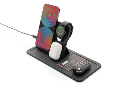 Logotrade ziemassvētku dāvanas foto: Swiss Peak 3 in 1 RCS pārstrādāta PU bezvadu lādētāja galda paliktnis