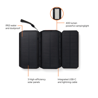 Logotrade biznesa dāvanas foto: Nordic Drift Titan 10.000mAh saules enerģijas lādētājs ar 3 paneļiem