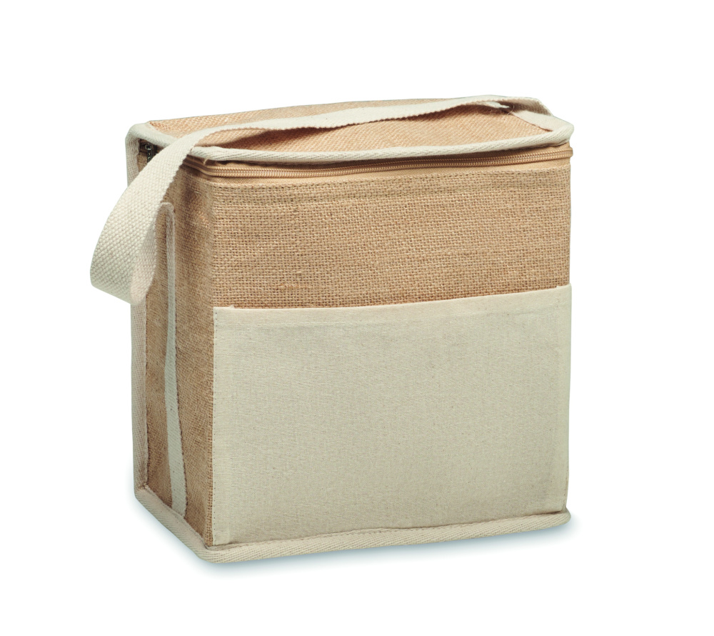 Лого трейд бизнес-подарки фото: Jute and canvas cooler bag 3L