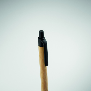 Лого трейд pекламные подарки фото: Push button ball pen in bamboo