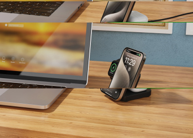 Лого трейд бизнес-подарки фото: Магнитное зарядное устройство Urban Vitamin Arcadia RCS из пластика 15 Вт 3-в-1