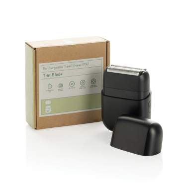 Логотрейд pекламные cувениры картинка: Аккумуляторная дорожная бритва TrimBlade, степень защиты IPX7.