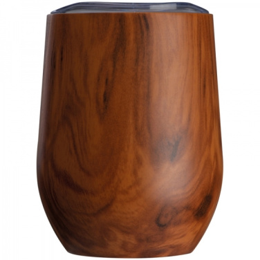 Logotrade profilreklam bild: Rostfri mugg med trälook BRIGHTON 380 ml