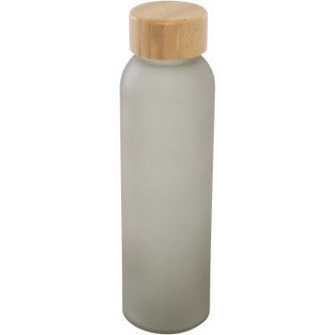 Logotrade profilreklam bild: Lume 500 ml matt glasflaska av silikatglas med bambulock