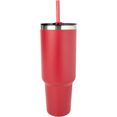 Logotrade profilprodukter bild: Sydney dubbelväggig vakuumisolerad kopparmugg med sugrör, 1 200 ml
