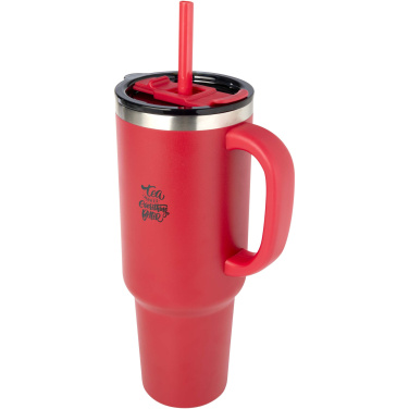 Logotrade reklamprodukter bild: Sydney dubbelväggig vakuumisolerad kopparmugg med sugrör, 1 200 ml