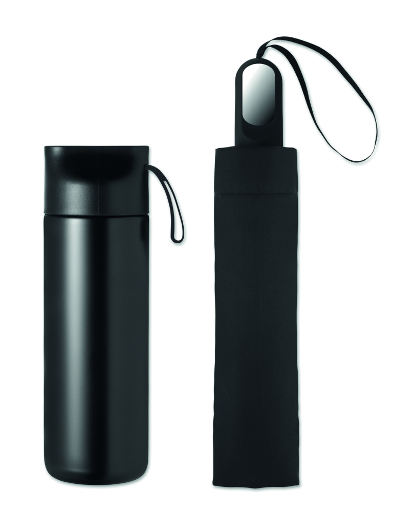 Logotrade kampanjprodukter bild: Paraply + flaska presentset