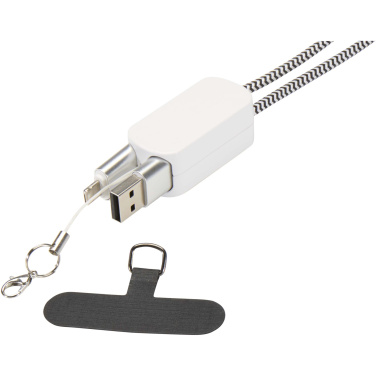 Logotrade reklamprodukter bild: Anser logoband för smartphone av återvunnen plast med inbyggd 5-i-1-kabel på 27 W